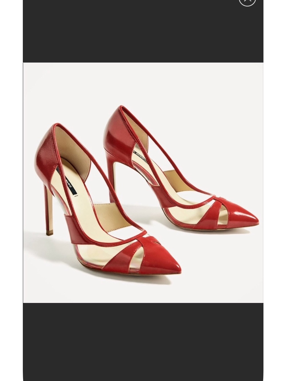 Zara Red Pointed Cutout Stiletto Heels